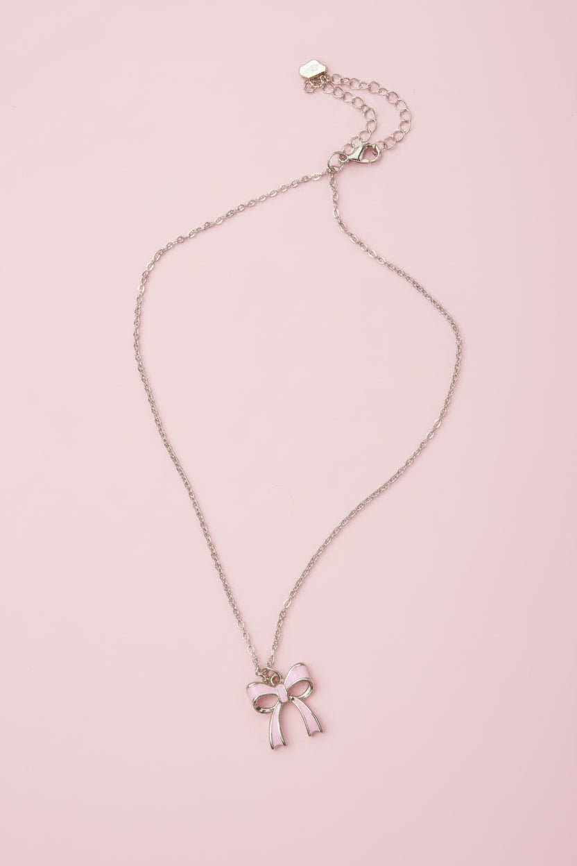 Pink Bow Necklace