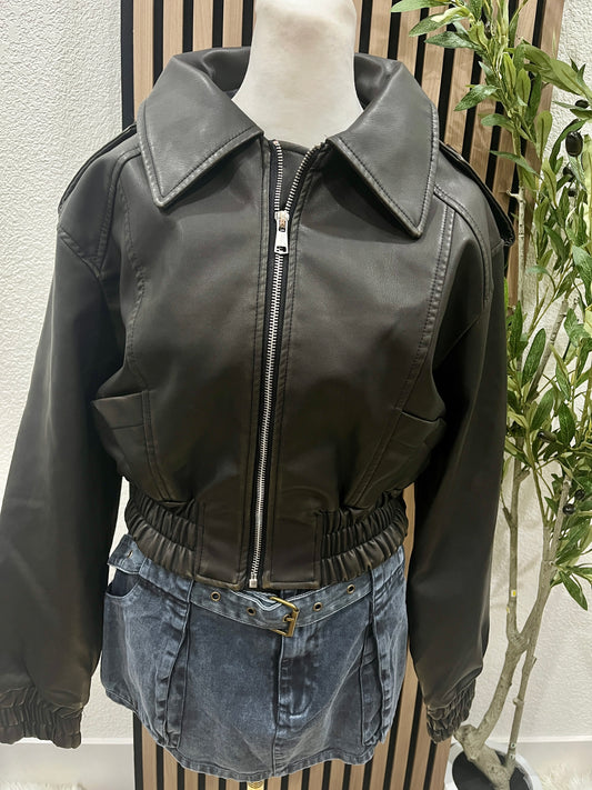 Isla Washed Jacket (Black/Brown)